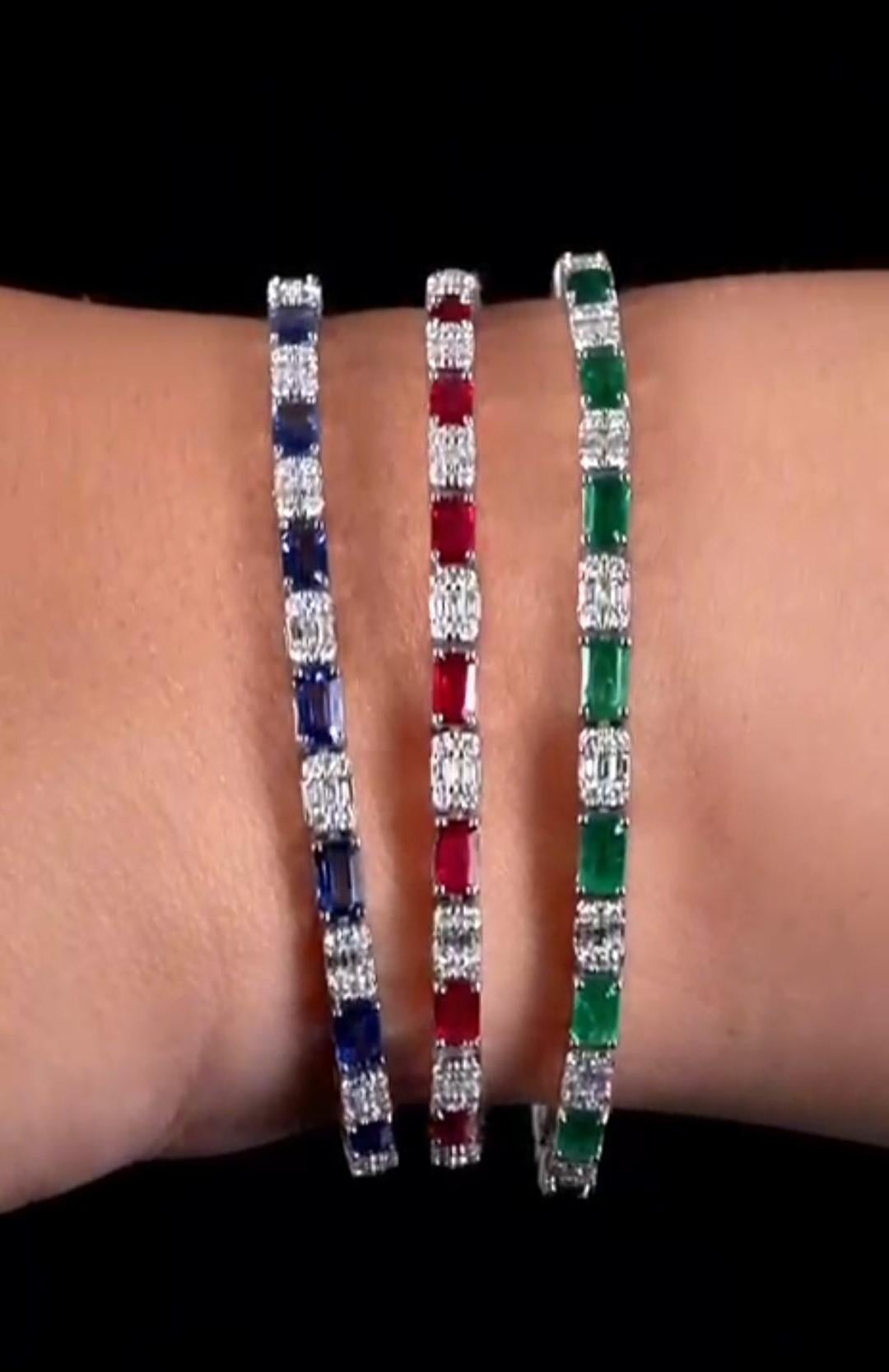 NWT $14, 000 Fancy 18KT Gold 7CT Fancy Baguette Sapphire Diamond Bracelet (Gemischter Schliff) im Angebot