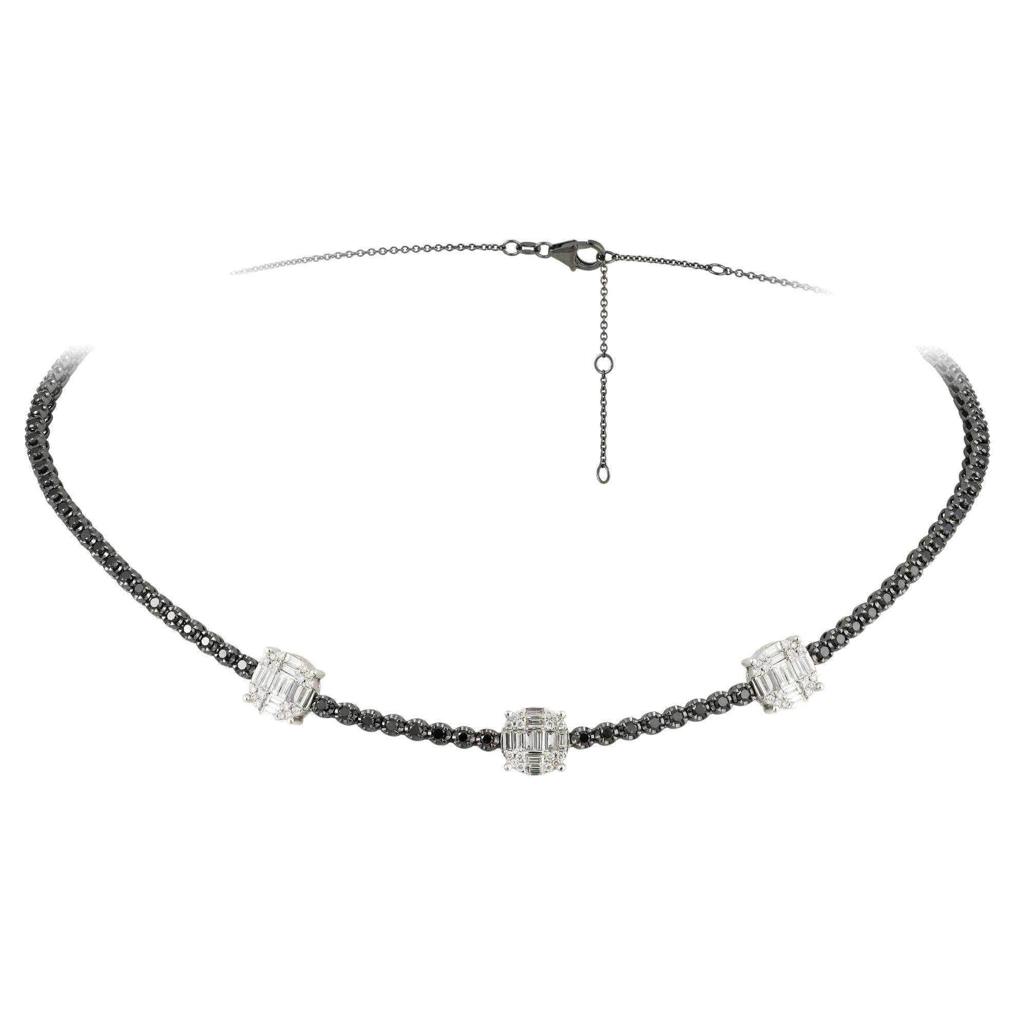 NWT $14, 500 18KT Gold Fancy Large White Diamond Black Diamond Necklace For Sale