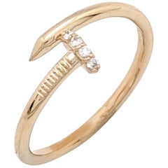 NWT 14 Karat Yellow Gold Diamond Nail Ring