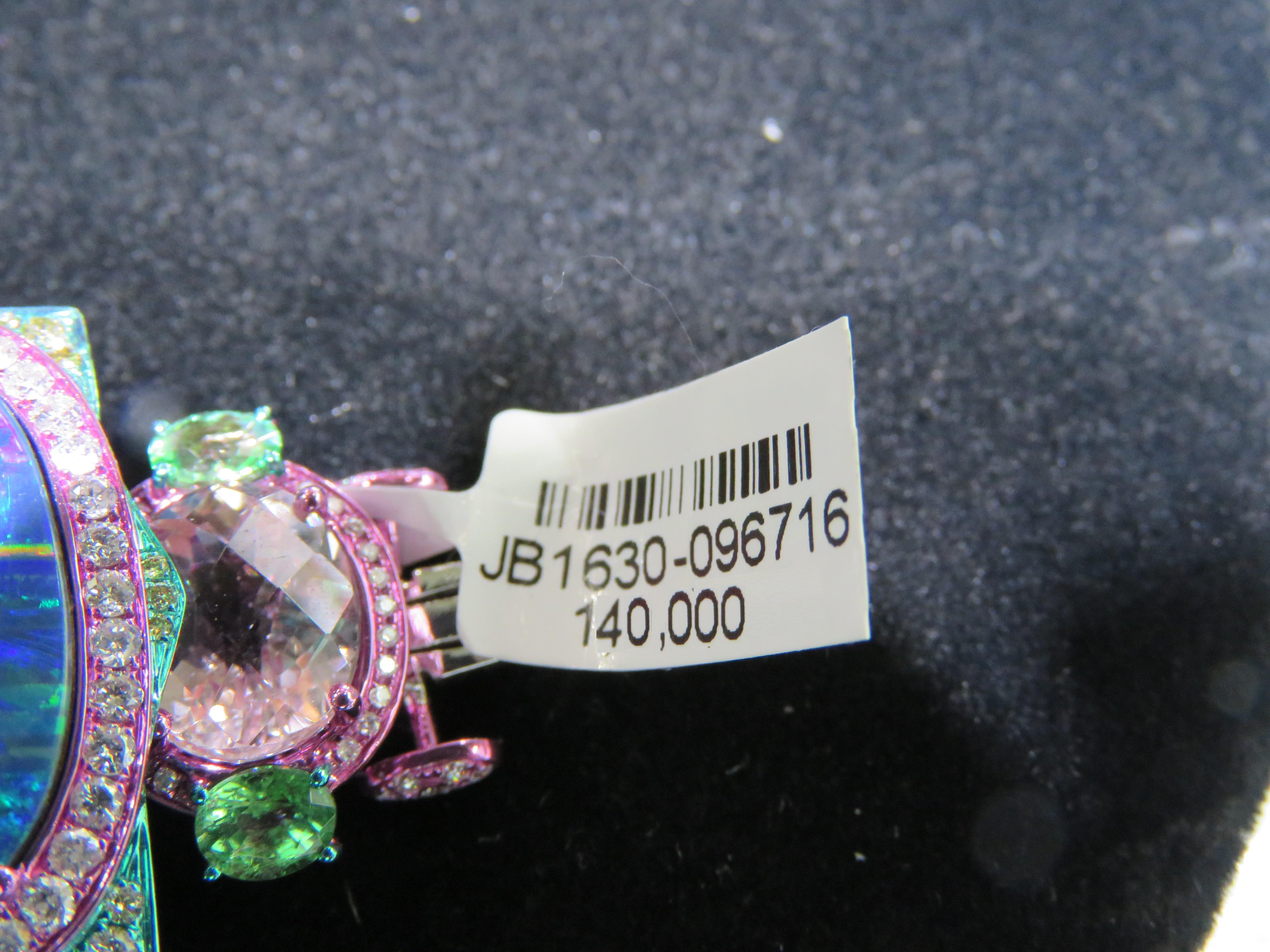 18 Karat Large Gorgeous 165 Carat Fancy Black Opal Paraiba Diamond Bracelet For Sale 1
