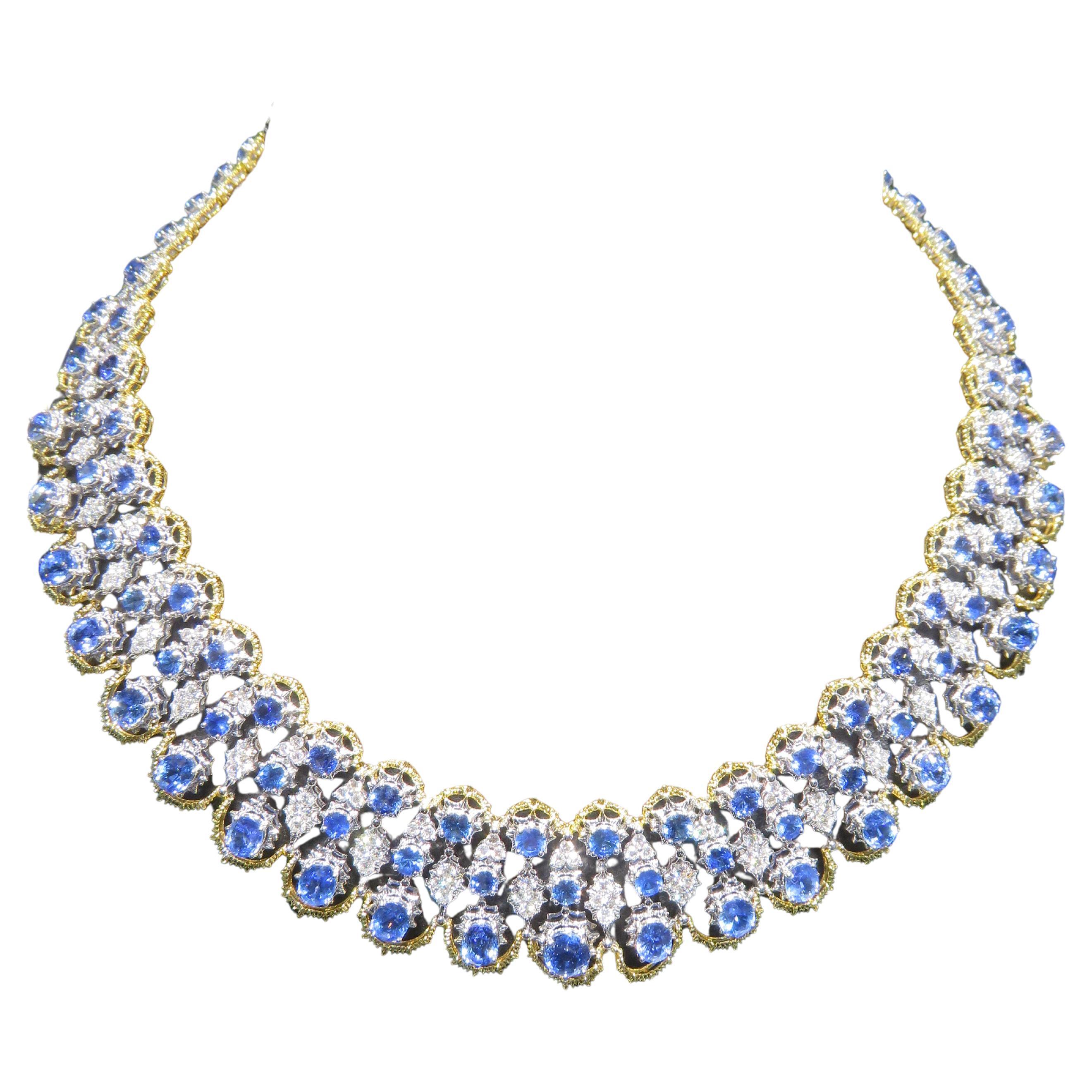 NWT $142, 300 Collana in oro 18KT 45CT con zaffiro grande e brillante
