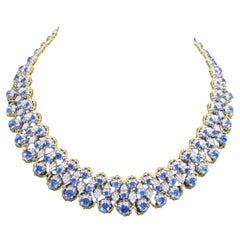 NWT $142, 300 Collana in oro 18KT 45CT con zaffiro grande e brillante