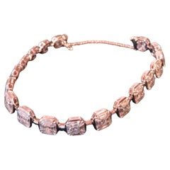 NWT $145.000 Bracciale tennis in oro 18KT con diamanti baguette di grandi dimensioni e fantasia