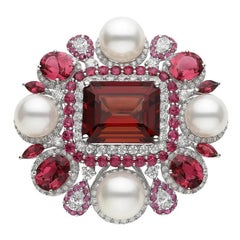 NWT $148, 000 Important 18KT Gold Fancy South Sea Large Pearl Tourmaline Brooch