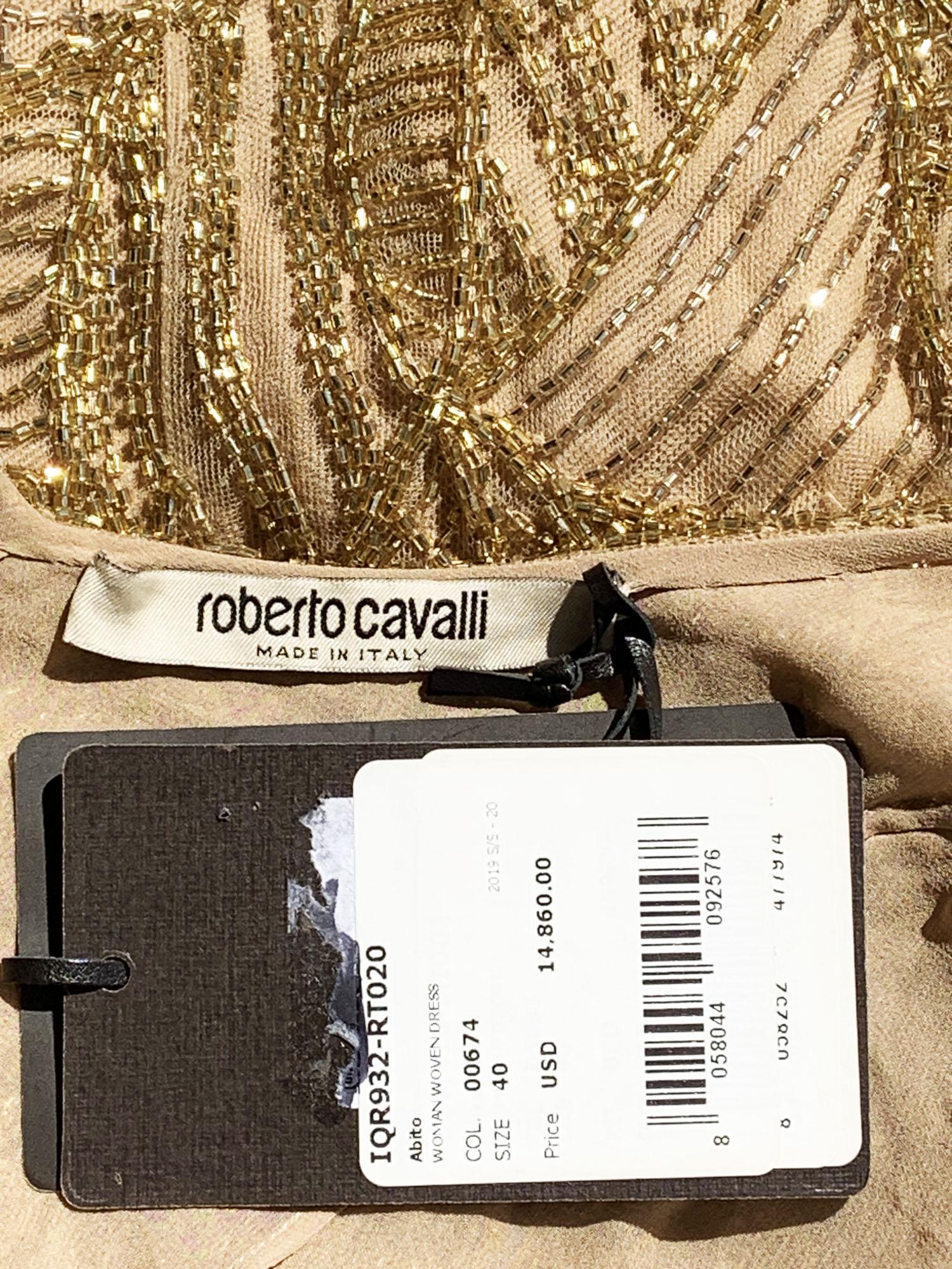 NWT $14860 Roberto Cavalli Gold Fully Beaded Open Back Dress Gown Italian 40 For Sale 7