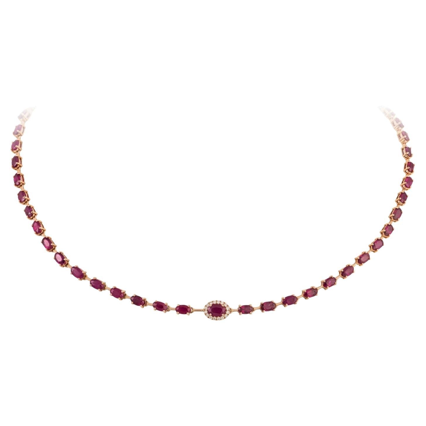 NWT $15, 000 Collana di diamanti rossi scintillanti 18KT Fancy Large
