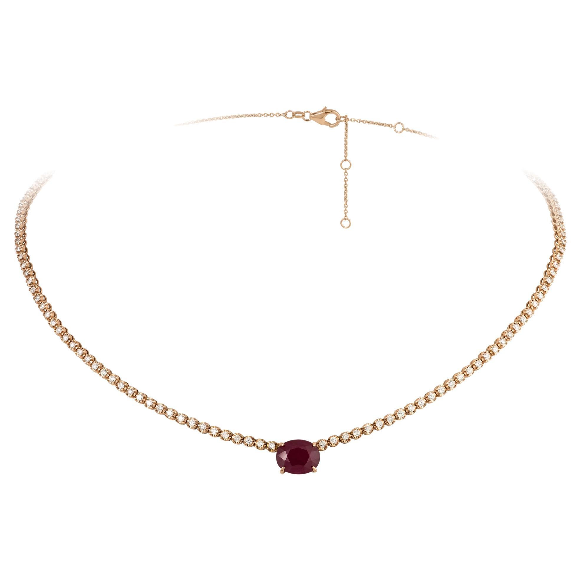 NWT $15, 000 Collana di diamanti rossi scintillanti 18KT Fancy Large