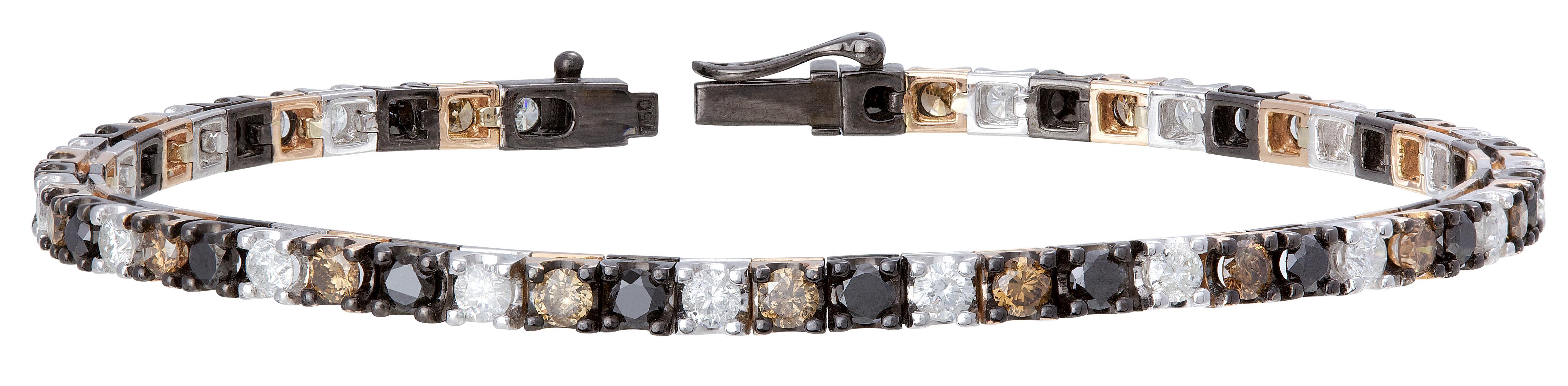 NWT $15,000 Bracciale in oro 18KT con diamanti bianchi grandi e neri, cognac In condizioni Nuovo in vendita a New York, NY