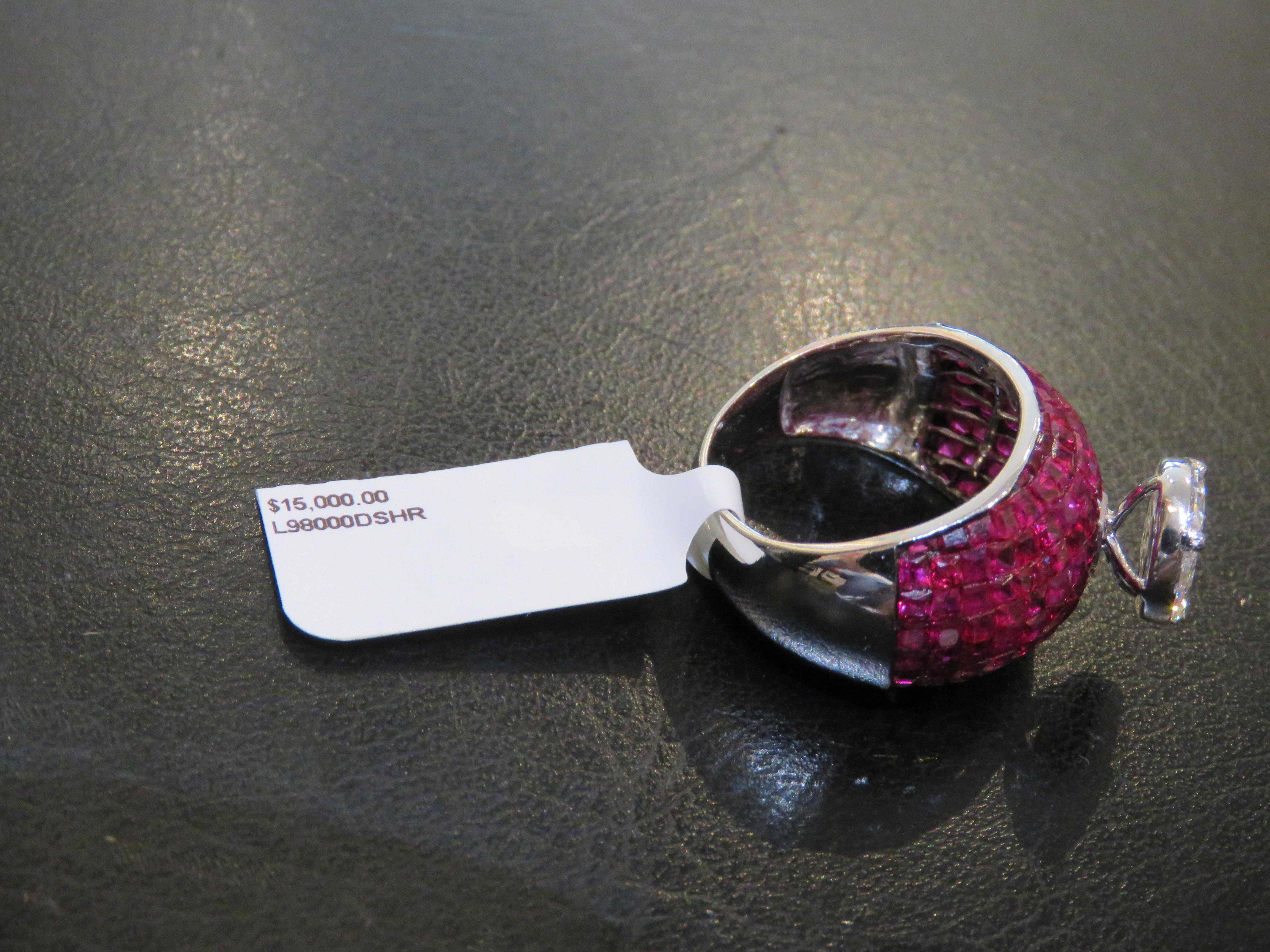 De las mujeres NWT $15, 000 Anillo Bombe de Oro 18KT con Diamante y Rubí de Fantasía en venta