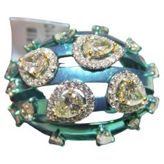 NWT $15, 000 18KT Gold Green Titanium Gorgeous Fancy Yellow Diamond Ring