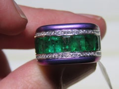 NWT 15, 000 18KT Gold Violet Purple Titanium Gorgeous Fancy Emerald Diamond Ring