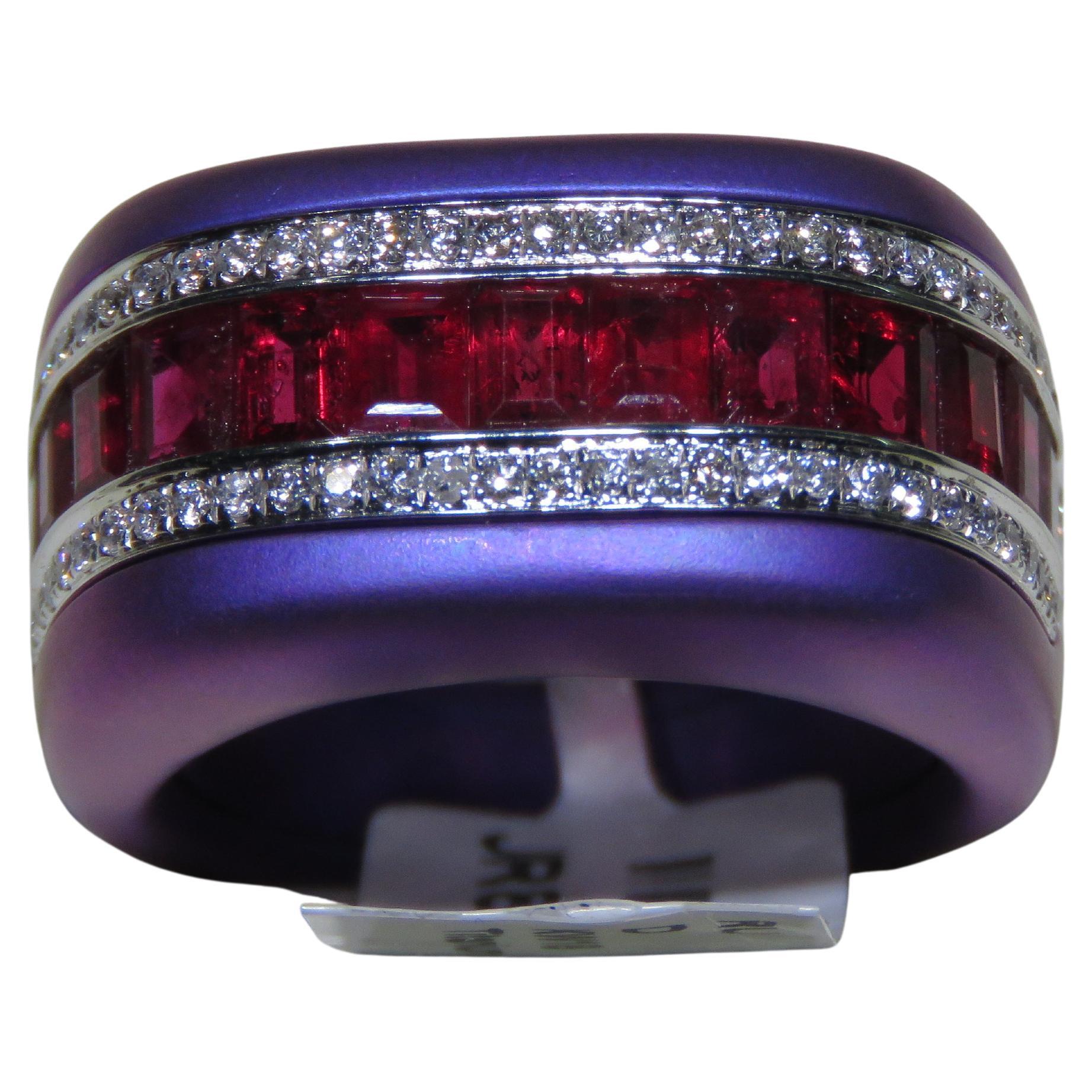 NWT $15, 000 18KT Gold Violet Purple Titanium Gorgeous Fancy Ruby Diamond Ring