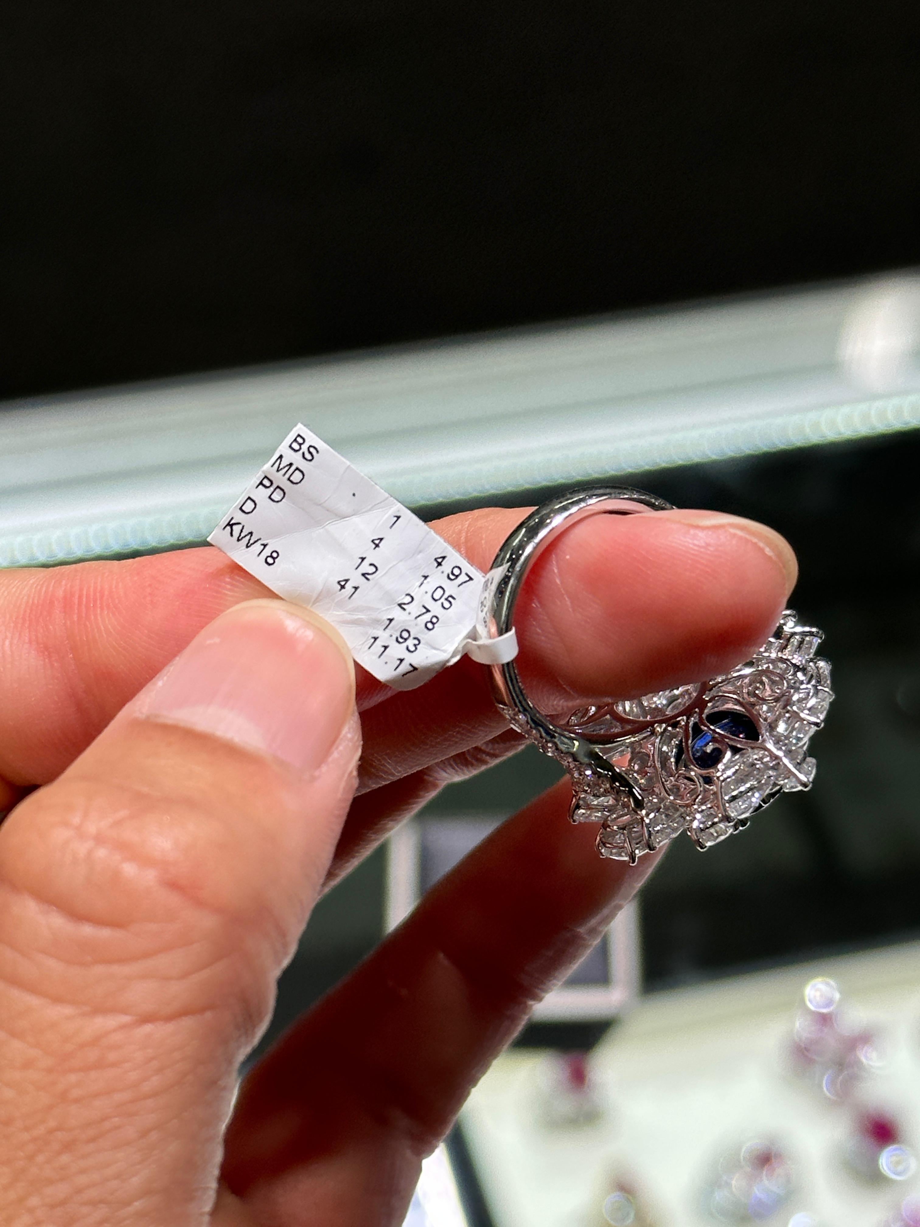 Mixed Cut NWT $150, 000 18KT Gold Rare Gorgeous 10.75CT Ceylon Blue Sapphire Diamond Ring For Sale