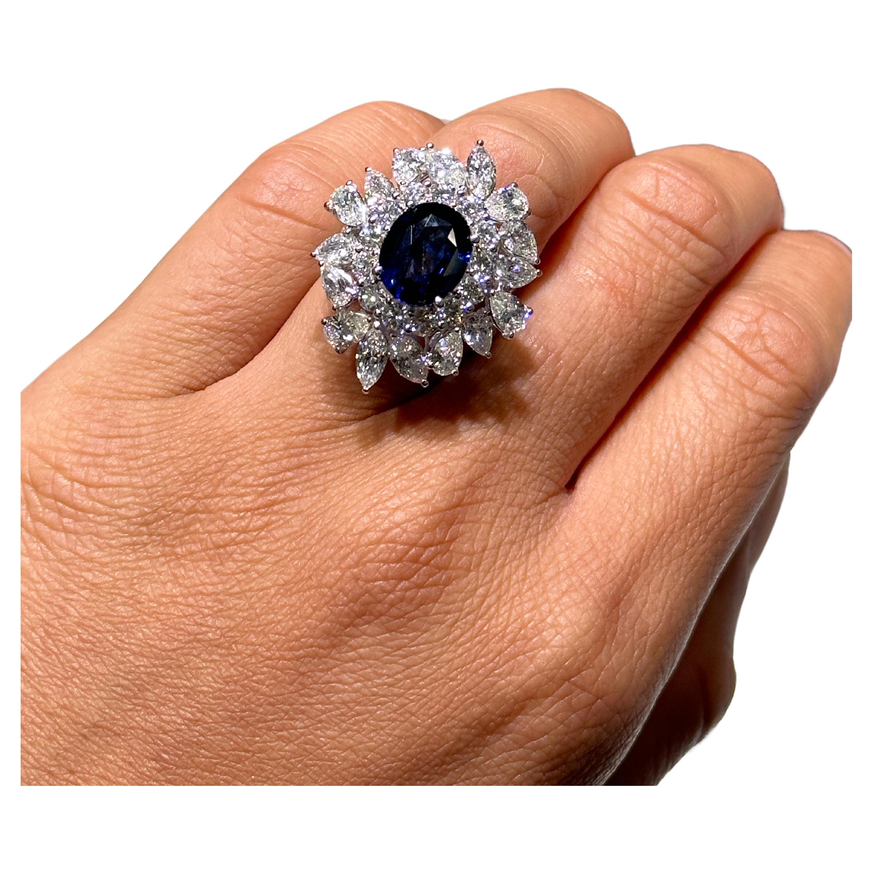 NWT $150, 000 18KT Gold Rare Gorgeous 10.75CT Ceylon Blue Sapphire Diamond Ring