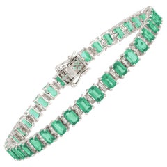NWT $15, 000 18KT Fancy Large Glittering Fancy Green Emerald Diamond Bracelet