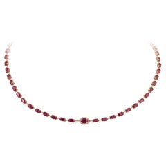 NEU $15, 000 18KT Fancy Große glitzernde Fancy Rote Rubin-Diamant-Halskette, Neu mit Diamanten
