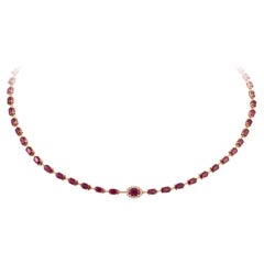 NWT $15, 000 18KT Fancy Large Glittering Fancy Red Ruby Diamond Necklace