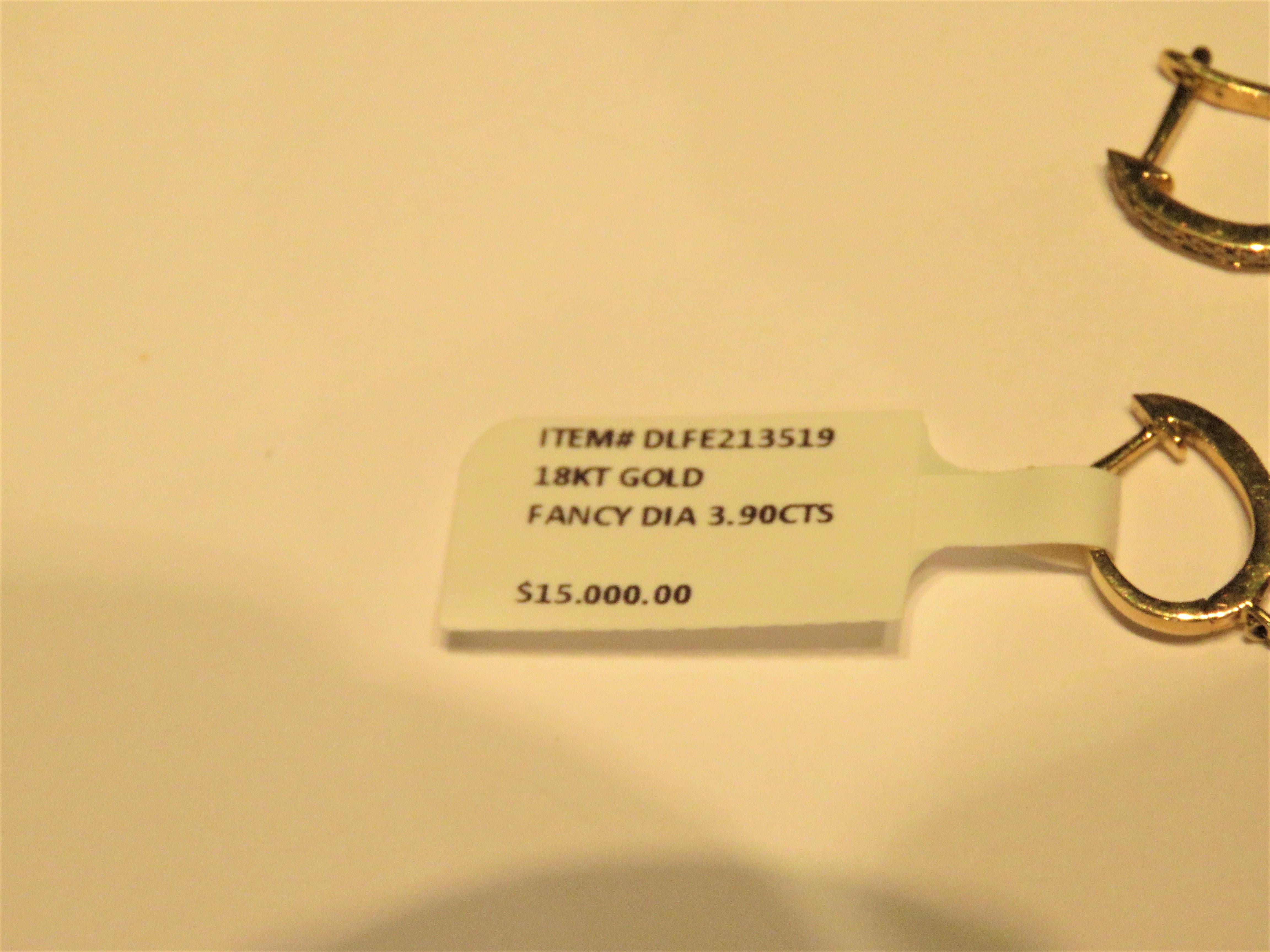 NWT $15,000 18KT Gold prächtige 4CT Fancy Gelbe Diamant-Cognac-Ohrringe, neu mit Etikett im Angebot 1