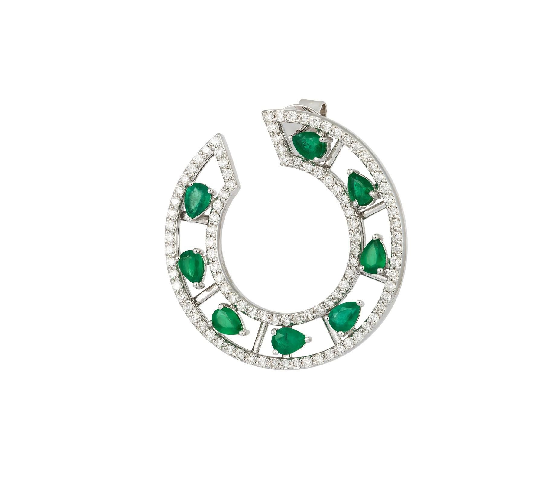 The Following Items we are offering is a Rare Important Radiant Pair of 18KT Gold Large Glistening Magnificent Large Fancy Emerald and Diamond C Shape Twist Earrings. Stones are Very Clean and Extremely Fine! T.C.W. Approx 4CTS!!! 

Comes New with