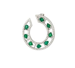 Ohrringe, NWT $15,000 exquisite 18KT Gold, prächtige Smaragd-Diamant-C-Twist