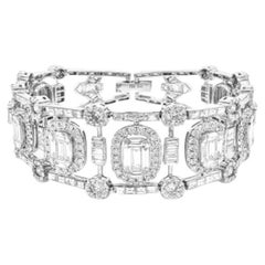 Bracelet fantaisie en or 18 carats avec grands diamants baguettes ovales pailletés fantaisie 157 209 $