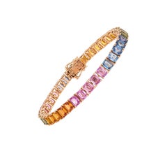 NWT $16, 000 18KT Fancy Large Glittering Fancy 20CT Rainbow Sapphire Bracelet