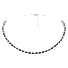 NWT $16, 000 18KT Fancy Large Glittering Fancy Blue Sapphire Diamond Necklace