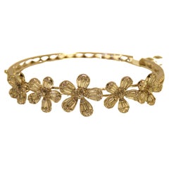 NWT $16, 000 18KT Gold Gorgeous Fancy Floral Diamond Cuff Bangle Bracelet