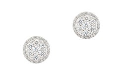 NWT $16, 000 Glittering Large White Round Diamond Stud Earrings