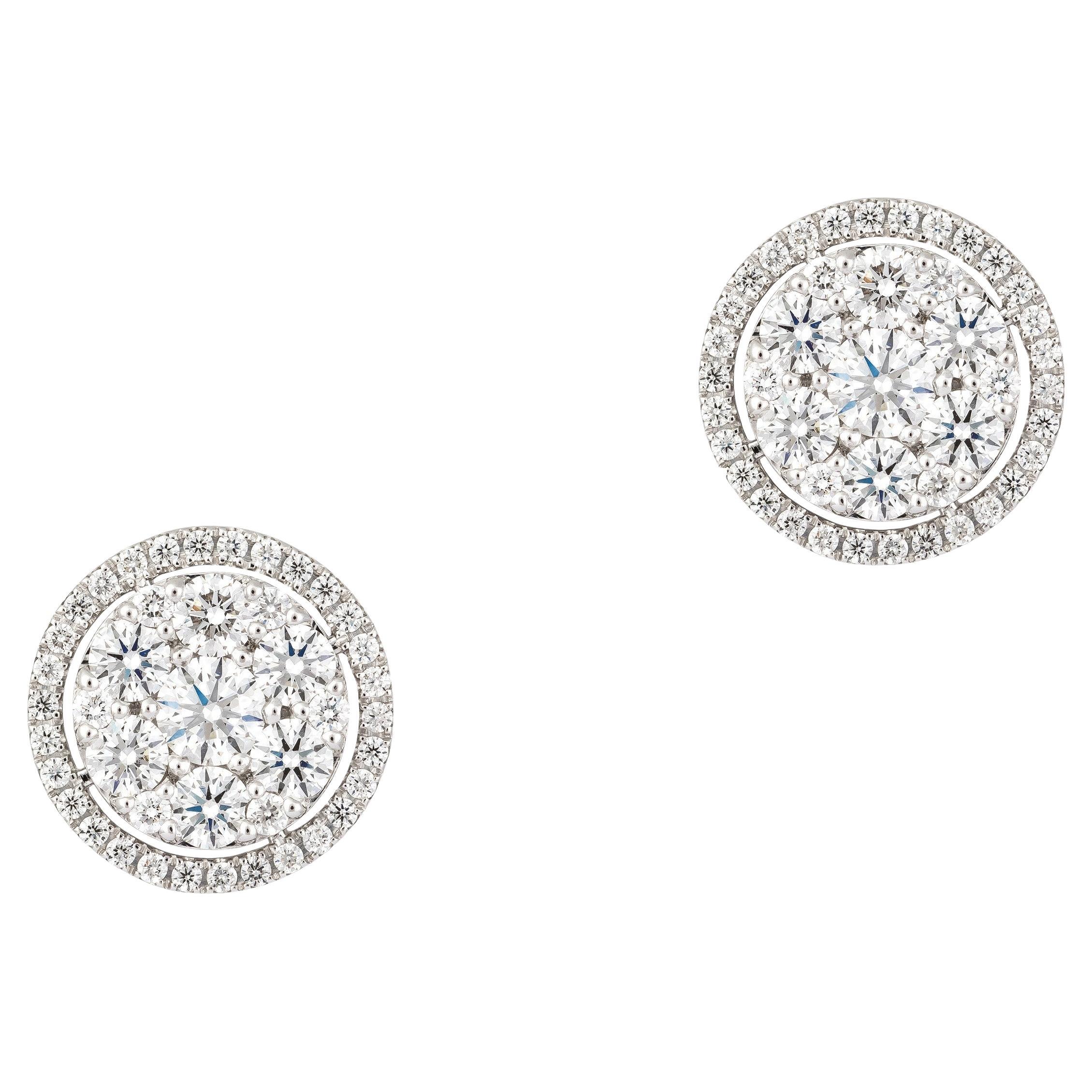 NWT $16, 000 Boucles d'oreilles diamant rond blanc large et scintillant