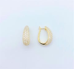 NWT 16, 359 Rare 18KT Gold 4.70CT Pave Diamond Huggie Earrings