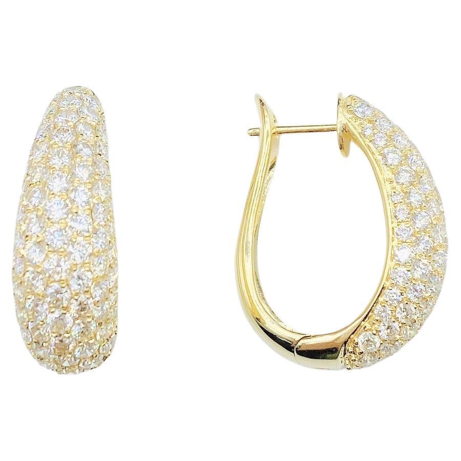 NWT 16, 359 Rare 18KT Gold 4.70CT Pave Diamond Huggie Earrings For Sale