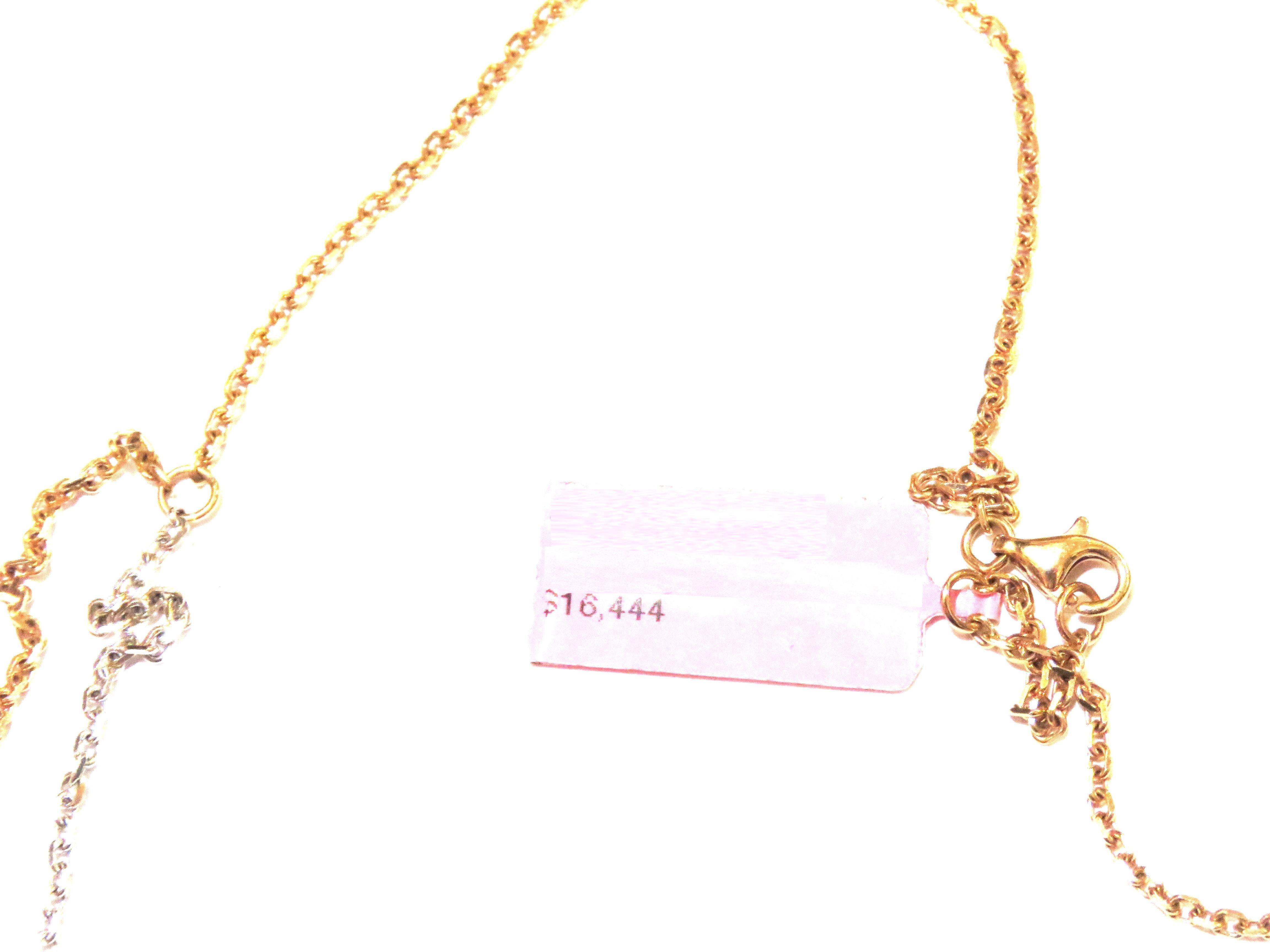 Women's or Men's NWT $16, 444 Important 18KT Fancy Pink Diamond Clovers w White Diamond Necklace For Sale
