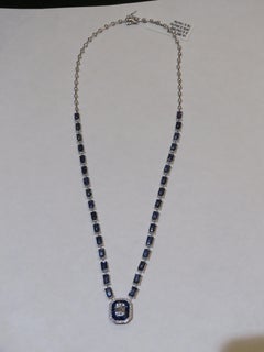 NWT $16, 500 18KT Fancy Large Glittering 13.50CT Fancy Sapphire Diamond Necklace