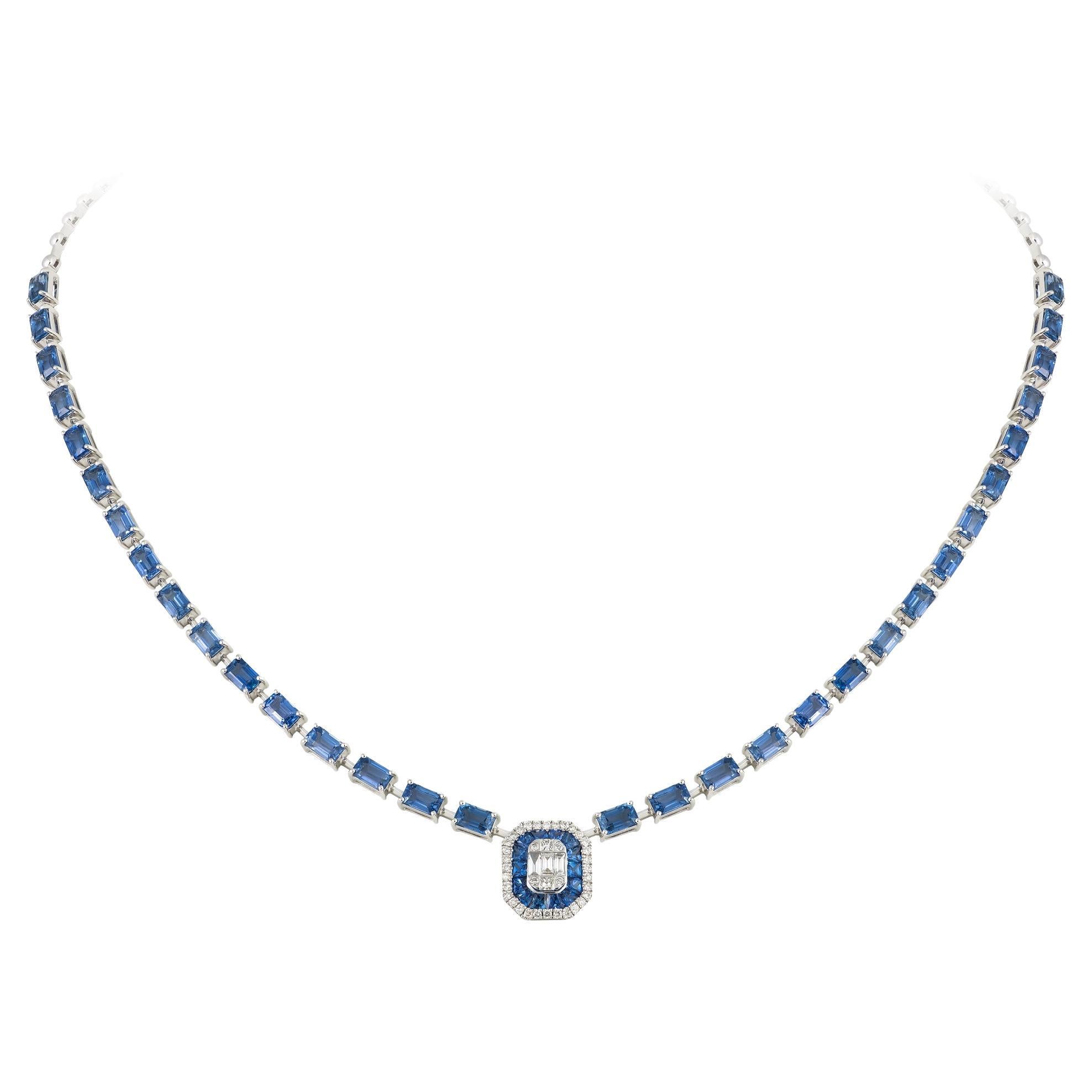 NWT $16, 500 Collana 18KT Fancy Large Glittering 13.50CT Fancy Sapphire Diamond