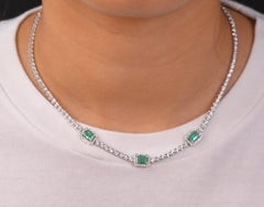 NWT $16, 500 18KT Fancy Large Glittering Emerald Diamond Adjustable Necklace
