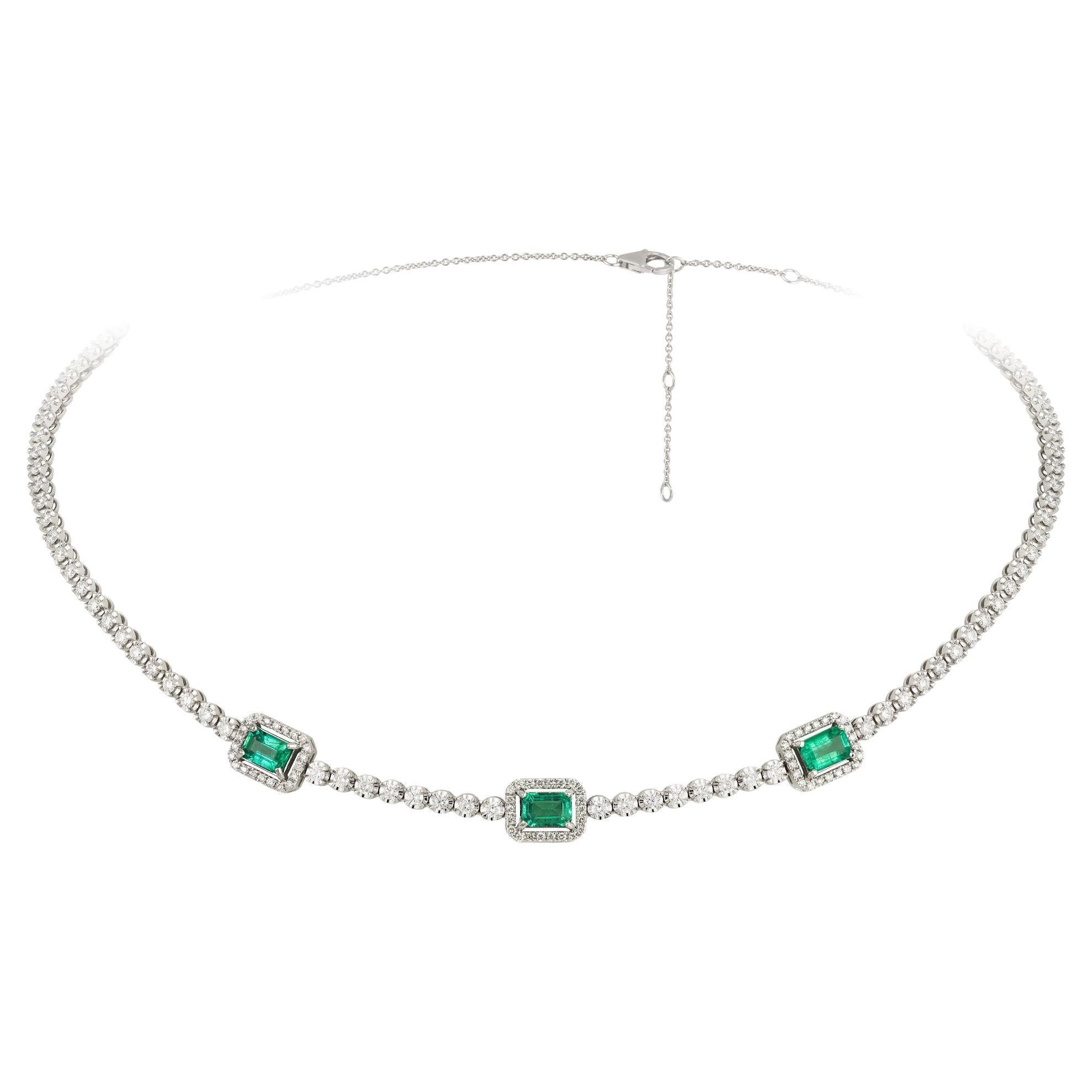 NWT $16, 500 18KT Fancy Grande Brillante Esmeralda Diamante Collar Ajustable