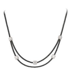NWT $16, 500 18KT Gold 5CT Fancy Black Diamond White Diamond Baguette Necklace