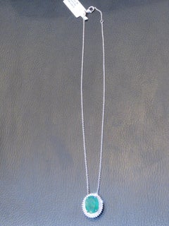 NWT $16, 750 Rare Gorgeous 18KT Fancy Large Emerald and Diamond Drop Necklace