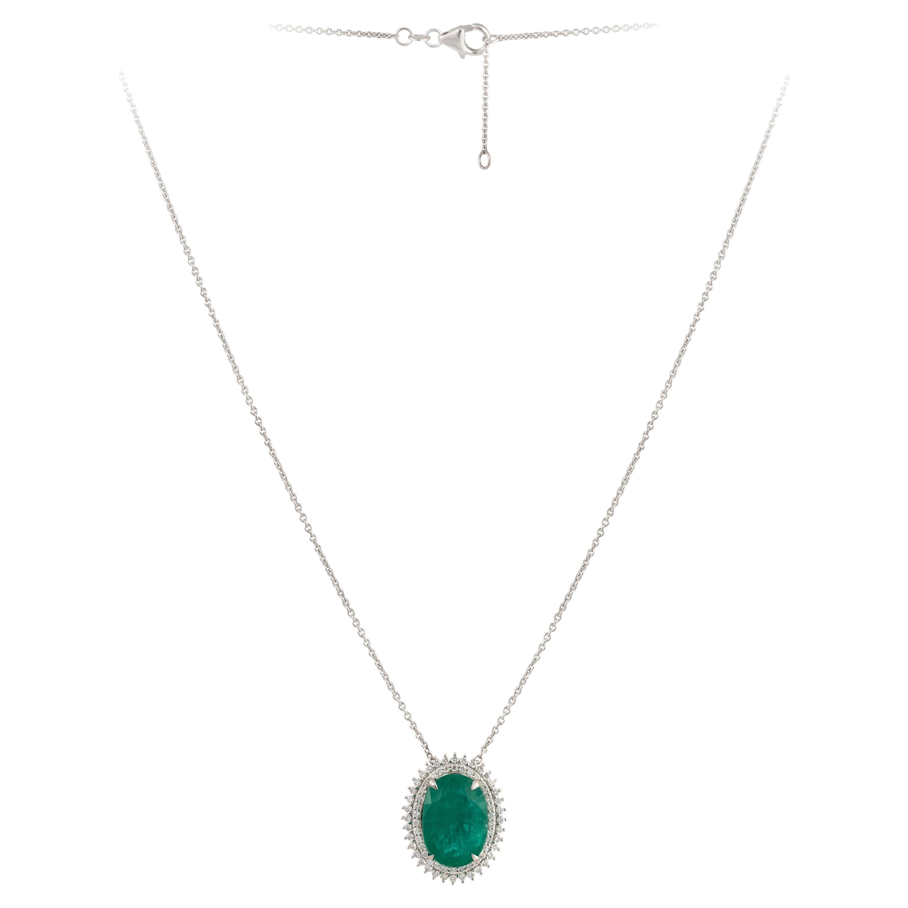 NWT $16, 750 Rare Gorgeous 18KT Fancy Large Emerald and Diamond Drop Necklace