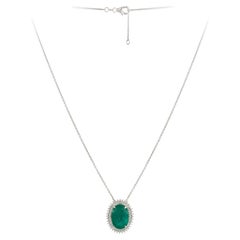 NWT $16, 750 Rare Gorgeous 18KT Fancy Large Emerald and Diamond Drop Necklace