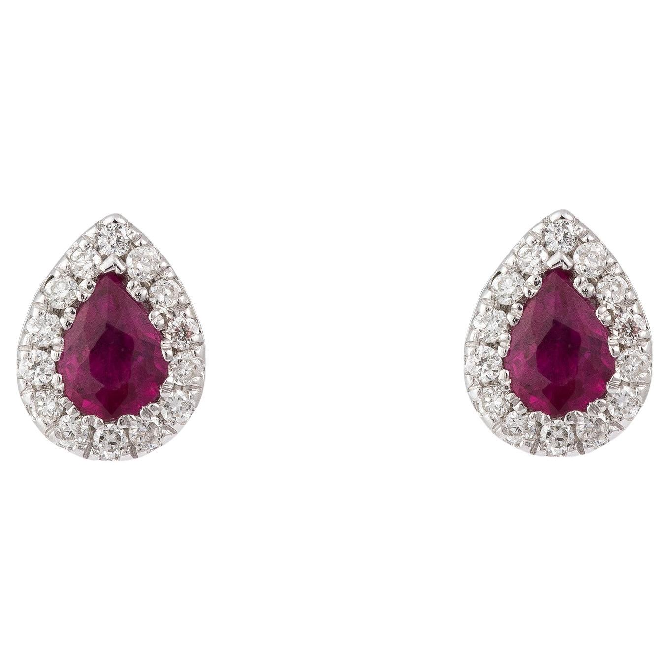NWT $1600 Oro 18KT Orecchini con perle rosse scintillanti, diamanti e borchie