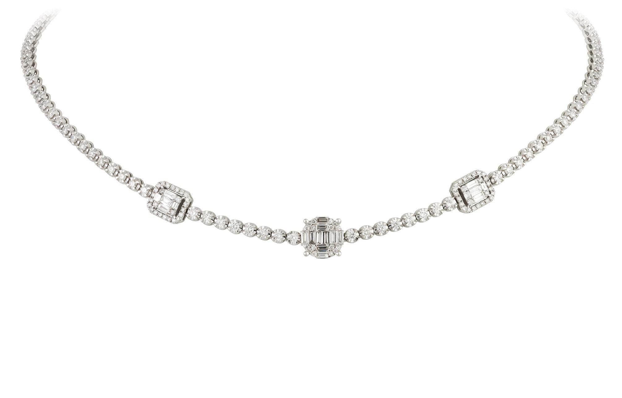 The Following Item we are offering is this Rare Important Radiant 18KT Gold Gorgeous Glittering and Sparkling Magnificent Fancy Cut Diamond Adjustable Choker Necklace. Necklace contains 3CTS of Beautiful Fancy Diamonds!!! Stones are Very Clean and