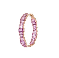 NWT $16, 000 18KT Fancy Large Glittering Fancy Pink Sapphire Hoop Earrings