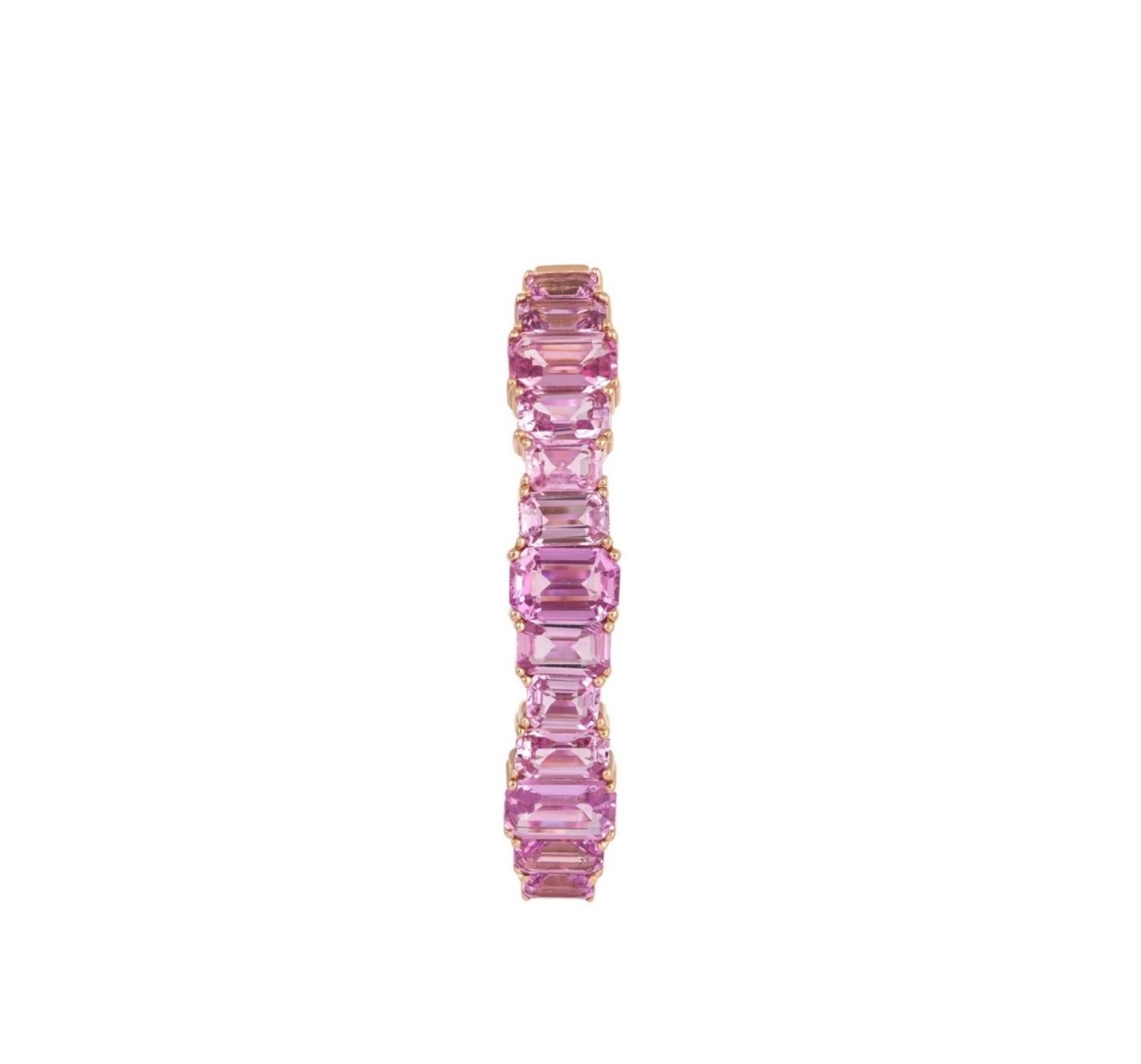 Mixed Cut NWT $16, 000 18KT Fancy Large Glittering Fancy Pink Sapphire Hoop Earrings For Sale