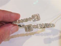 NWT $16, 459 18KT Gold Fancy Glittering Diamond Baguette Bangle Bracelet