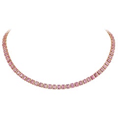  Collier de saphirs roses fantaisie pailletés et de diamants de taille 18 carats, 16 500 $, nouveau avec étiquette