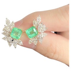 NWT $16,799 prächtige glitzernde Diamant-Ohrringe, 18KT Gold, 5 Karat