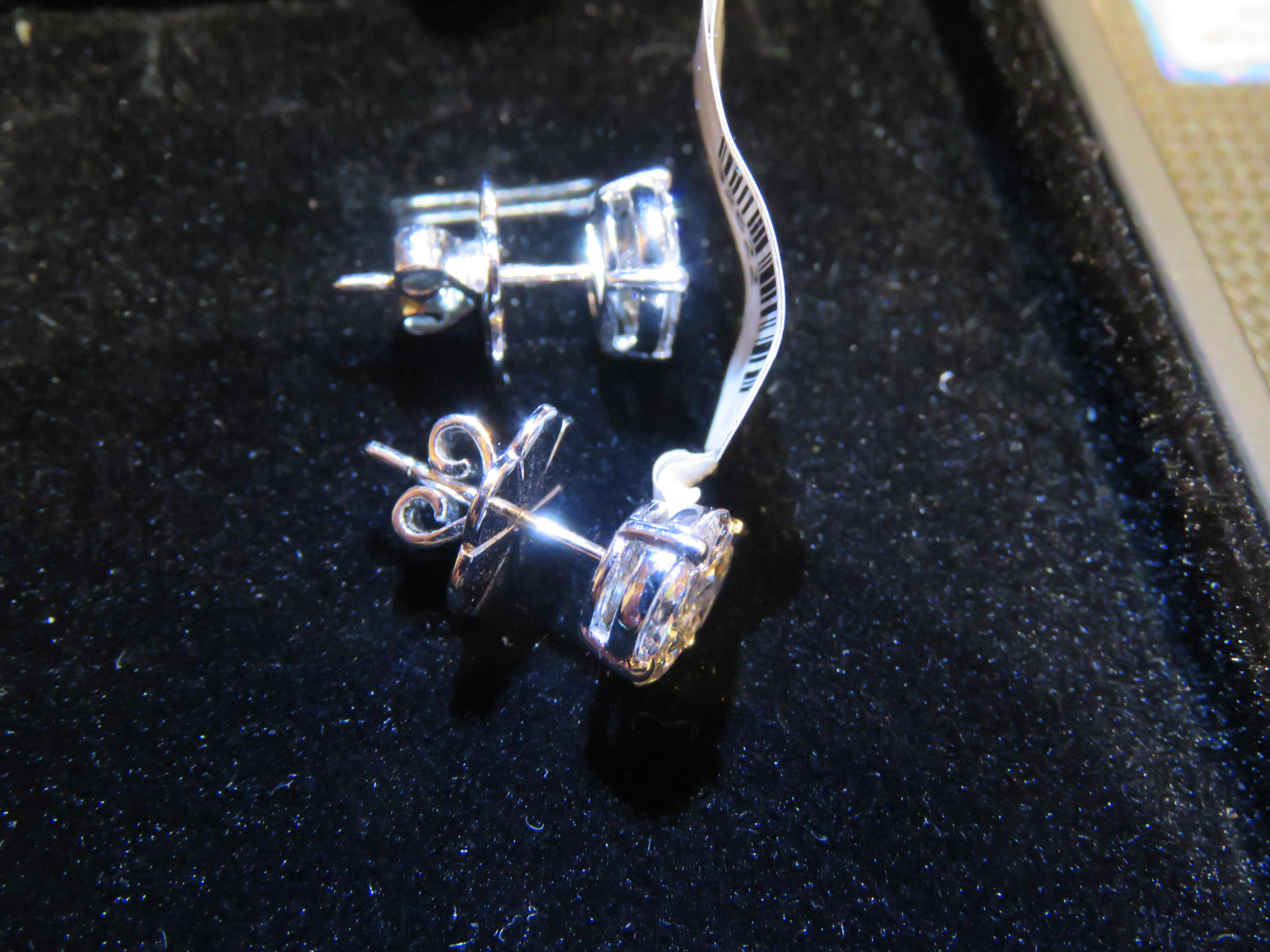 NWT $17, 500 18 Karat Gold Fancy Oval Illusion Glittering Diamond Stud Earrings For Sale 1