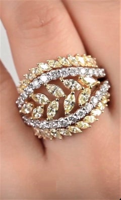 Bague rare en or jaune 18 carats et diamants jaunes pailletés magnifiques rares, 17 500 $